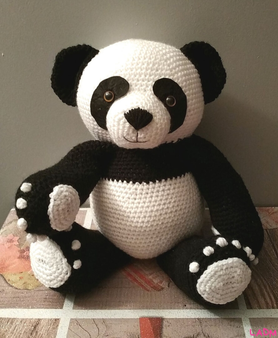 Moster PANDA 🐼 💯 en #crochet Taille 30 cm Yeux de sécurité de 10